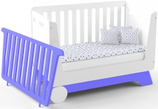 Ліжечко-трансформер IndigoWood Nova Kit 124,5x63,5cm indigo / white (зі з'ємною спинкою, колесами та ящиком)